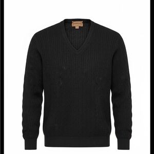 Tasso Elba Classic Black V-Neck Sweater 100 fine cashmere